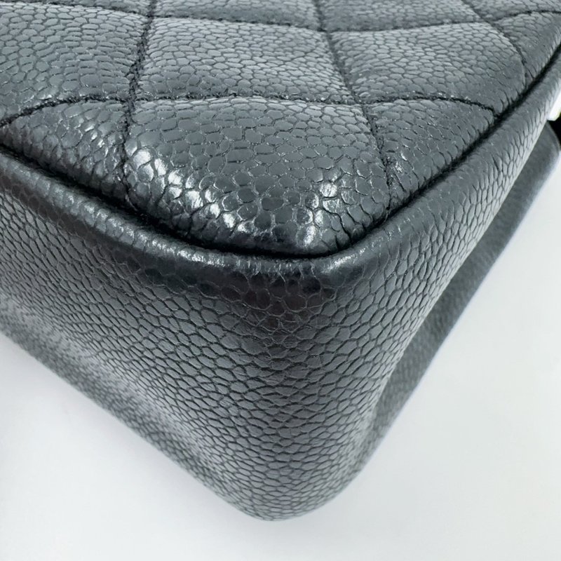 CHANEL黑色荔枝皮黑釦黑鍊季節款方胖/AS1784(非常稀有!)-12