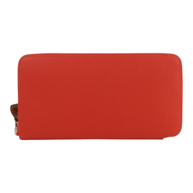 HERMES Epsom皮革Silk In Compact銀扣長錢包Rose Jaipur-1