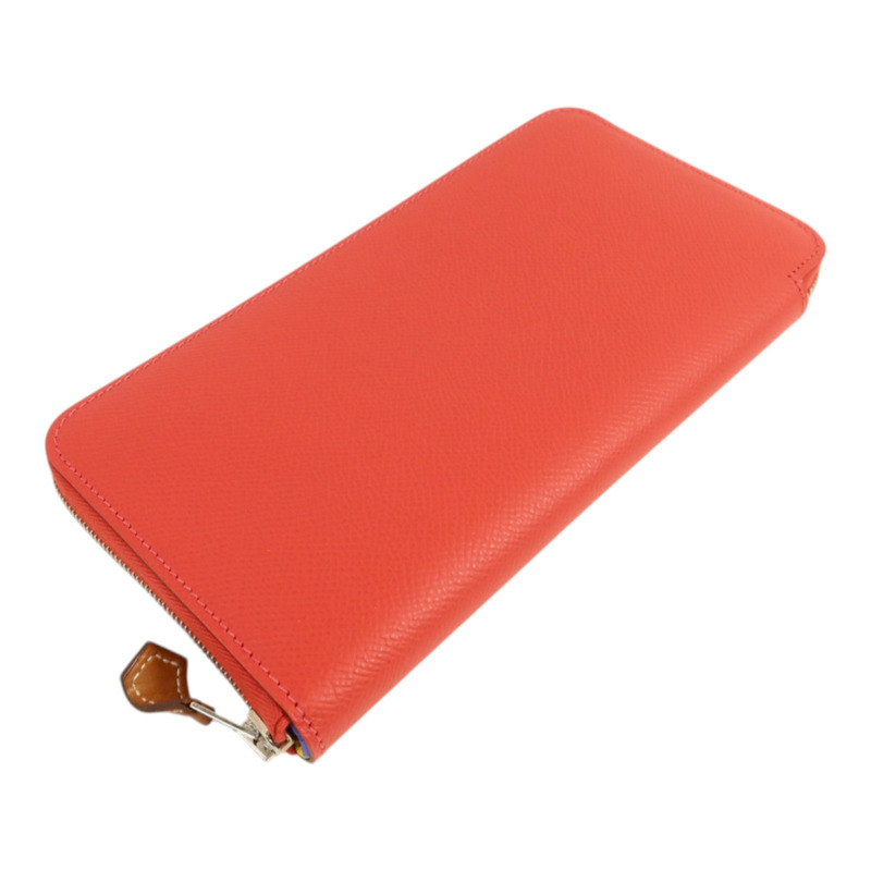 HERMES Epsom皮革Silk In Compact銀扣長錢包Rose Jaipur-3