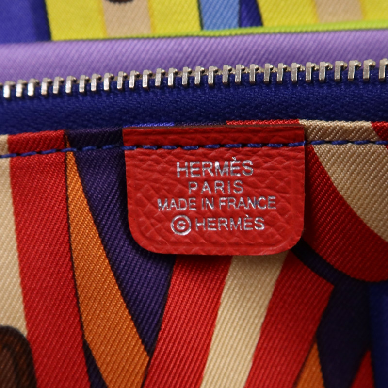 HERMES Epsom皮革Silk In Compact銀扣長錢包Rose Jaipur-6