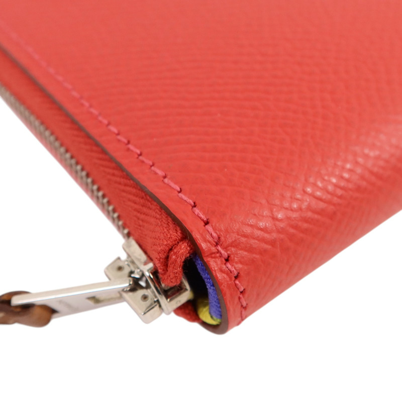 HERMES Epsom皮革Silk In Compact銀扣長錢包Rose Jaipur-10