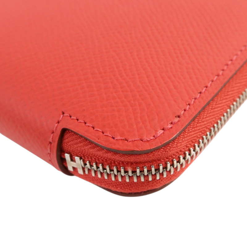 HERMES Epsom皮革Silk In Compact銀扣長錢包Rose Jaipur-11