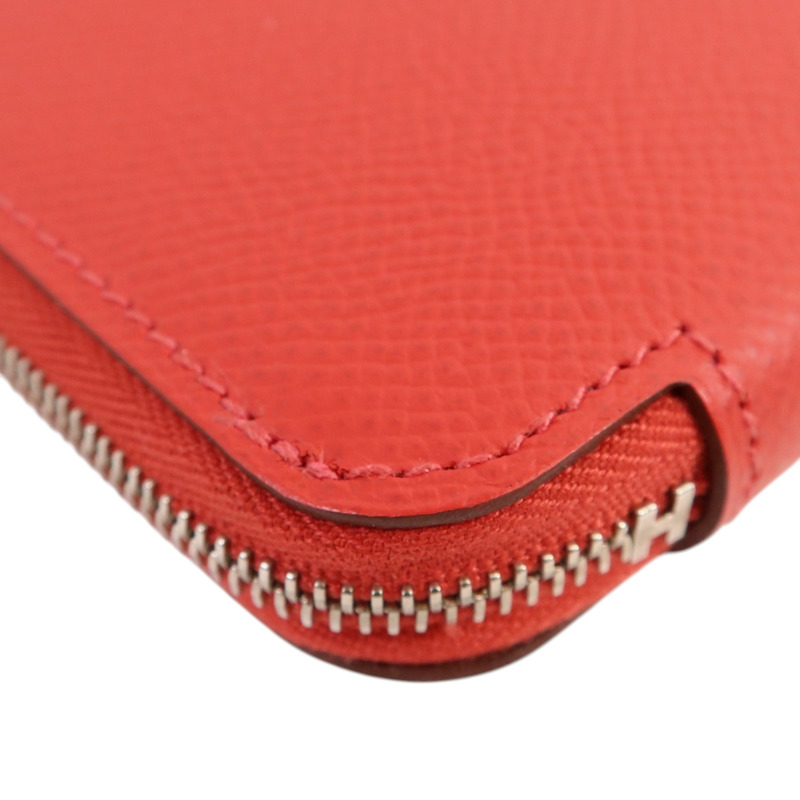HERMES Epsom皮革Silk In Compact銀扣長錢包Rose Jaipur-12