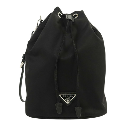 PRADA 尼龍Re-Nylon Drawstring銀扣手拿包