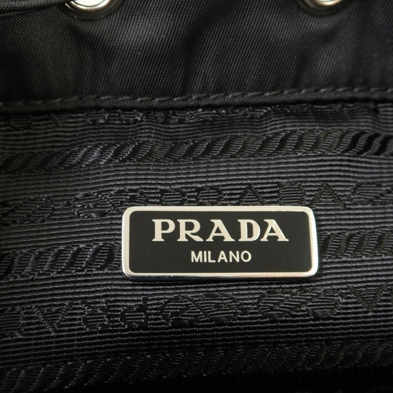 PRADA 尼龍Re-Nylon Drawstring銀扣手拿包-6