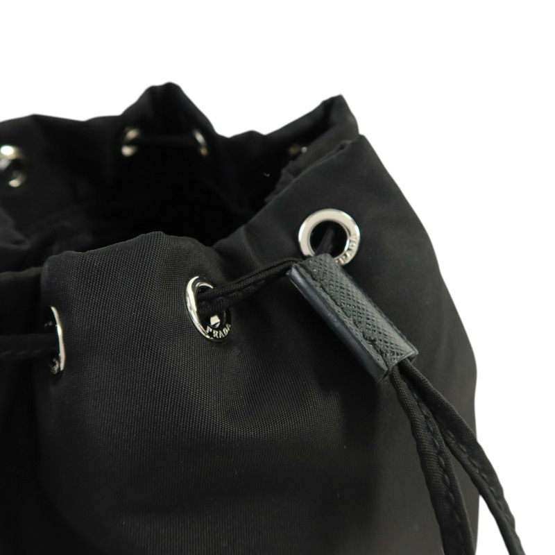PRADA 尼龍Re-Nylon Drawstring銀扣手拿包-7