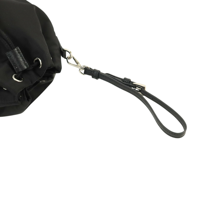 PRADA 尼龍Re-Nylon Drawstring銀扣手拿包-9