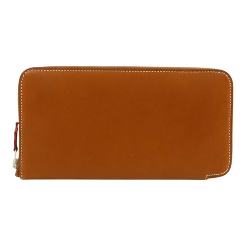 HERMES Barenia皮革Silk In Wallet銀扣長錢包Fauve-1