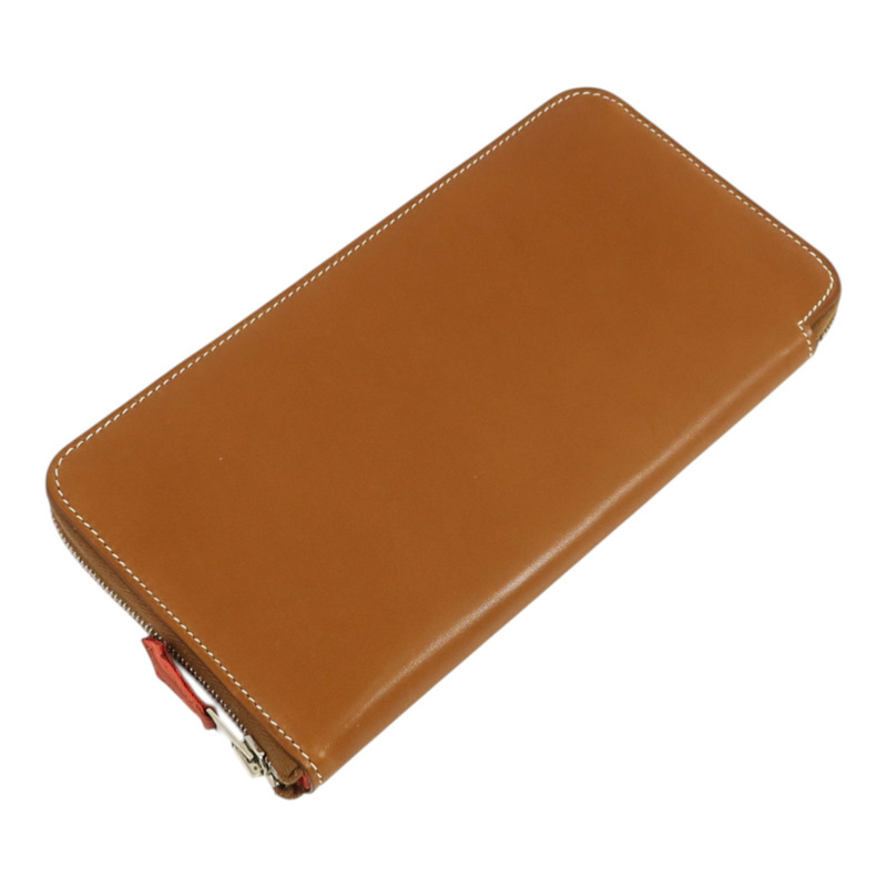 HERMES Barenia皮革Silk In Wallet銀扣長錢包Fauve-4