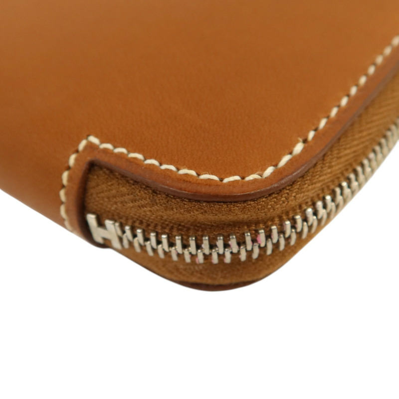 HERMES Barenia皮革Silk In Wallet銀扣長錢包Fauve-11