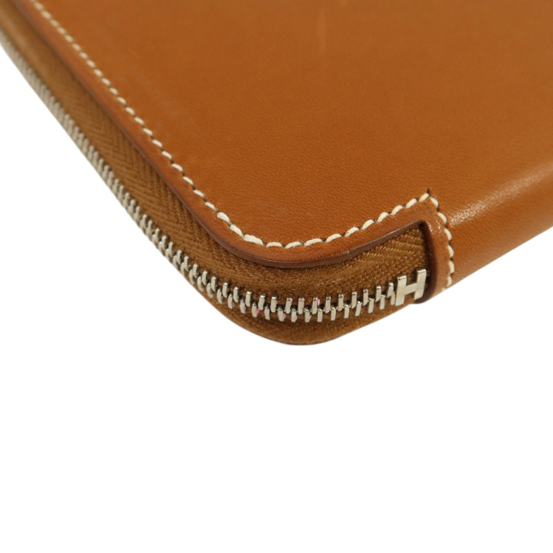 HERMES Barenia皮革Silk In Wallet銀扣長錢包Fauve-12