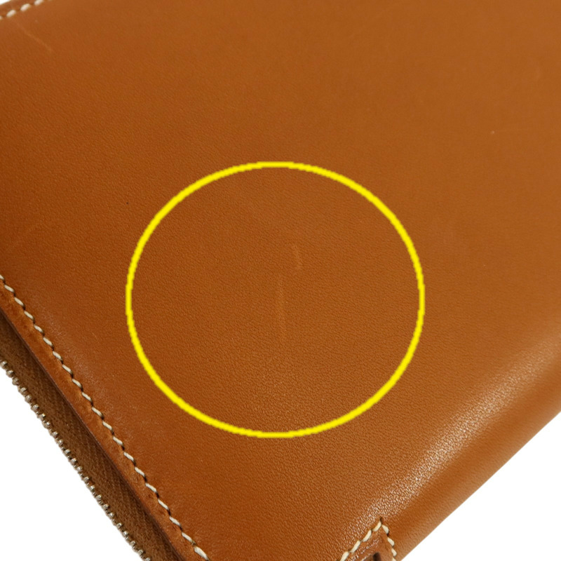 HERMES Barenia皮革Silk In Wallet銀扣長錢包Fauve-14