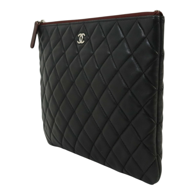 CHANEL 羊皮皮革Clutch銀扣手拿包-2