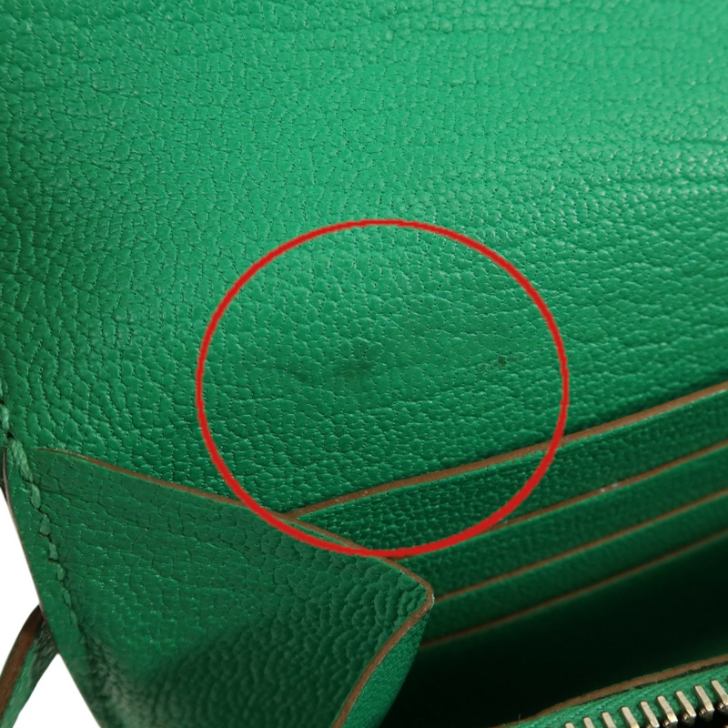 HERMES Chevre皮革Kelly wallet銀扣長錢包Menthe-18