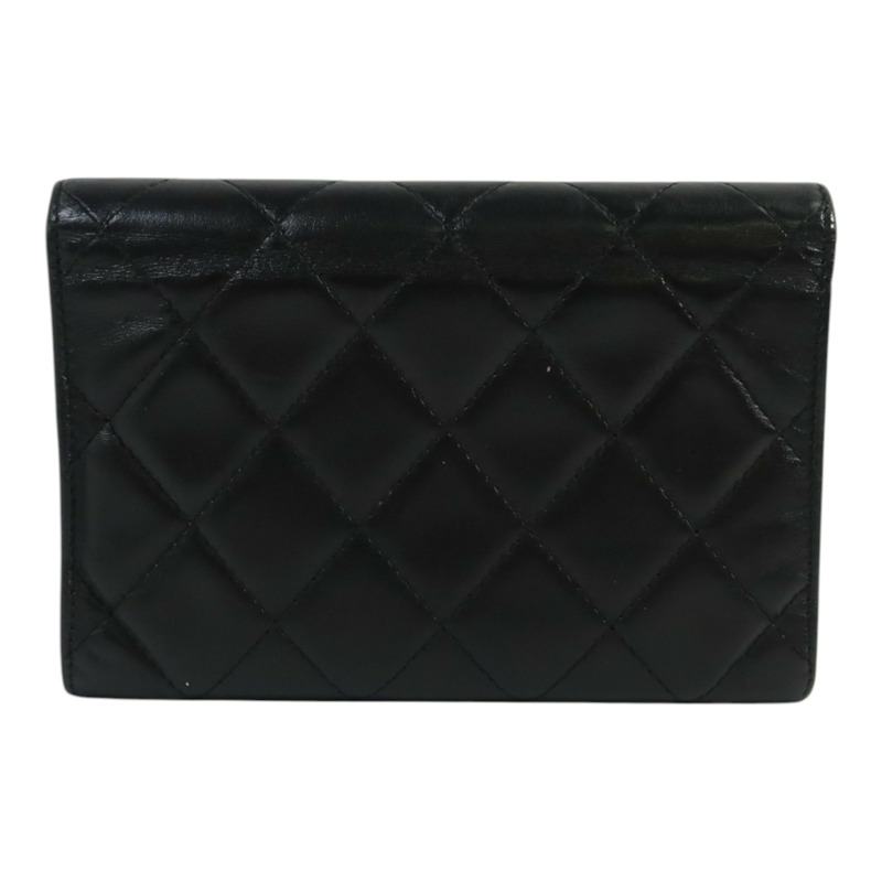 CHANEL 牛皮皮革Cambon Compact Wallet銀扣錢包-1