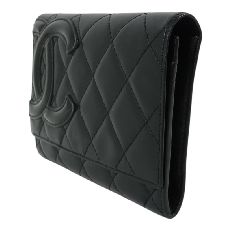 CHANEL 牛皮皮革Cambon Compact Wallet銀扣錢包-2