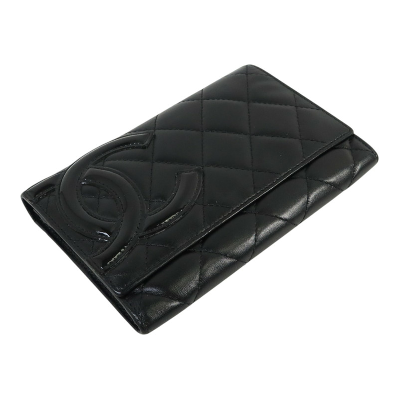 CHANEL 牛皮皮革Cambon Compact Wallet銀扣錢包-3