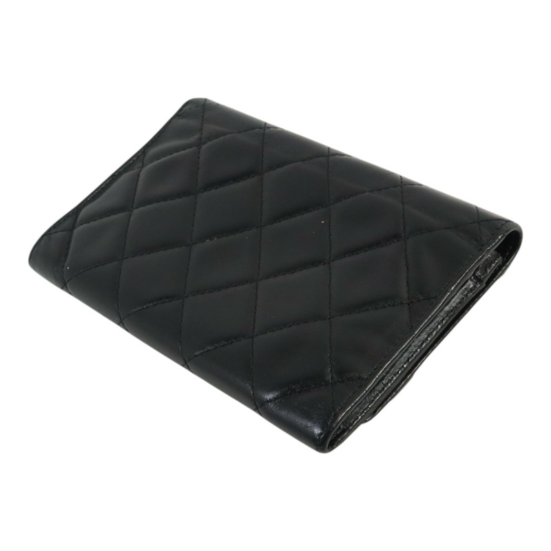 CHANEL 牛皮皮革Cambon Compact Wallet銀扣錢包-4