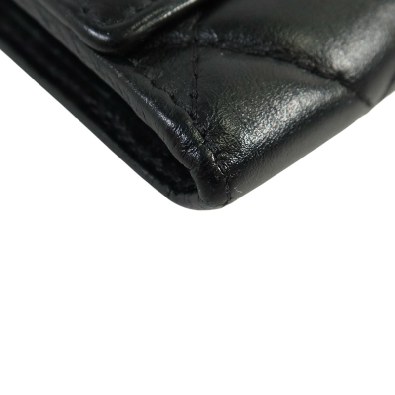 CHANEL 牛皮皮革Cambon Compact Wallet銀扣錢包-10