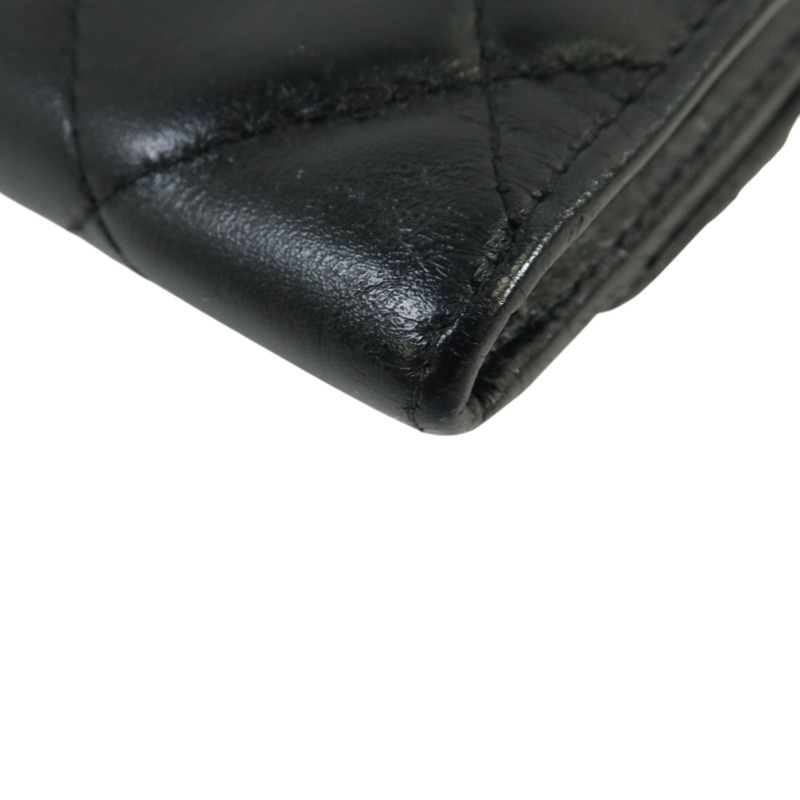 CHANEL 牛皮皮革Cambon Compact Wallet銀扣錢包-13