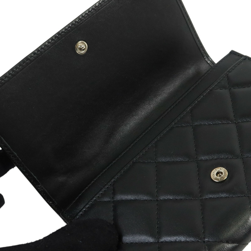 CHANEL 牛皮皮革Cambon Compact Wallet銀扣錢包-15