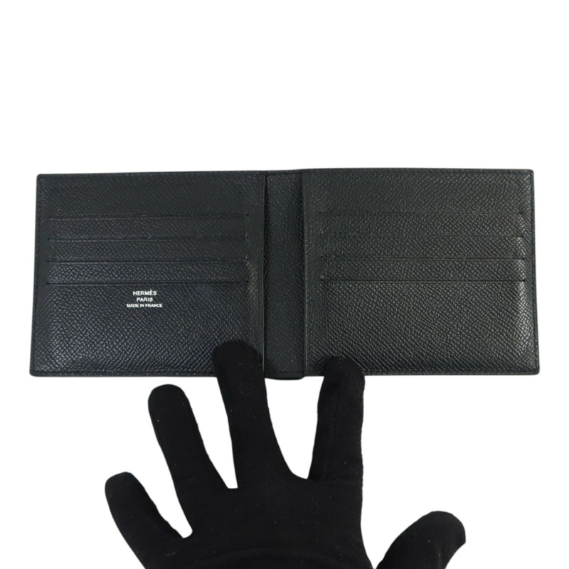HERMES Epsom皮革Citizen Twill Compact Wallet錢包Noir-5