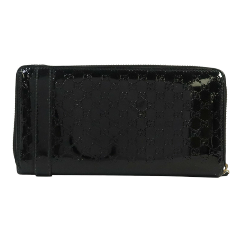 GUCCI 漆皮皮革Zipper Long Wallet金扣長錢包-1