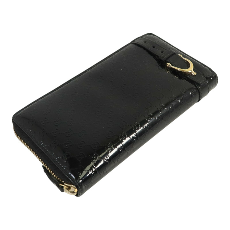 GUCCI 漆皮皮革Zipper Long Wallet金扣長錢包-3
