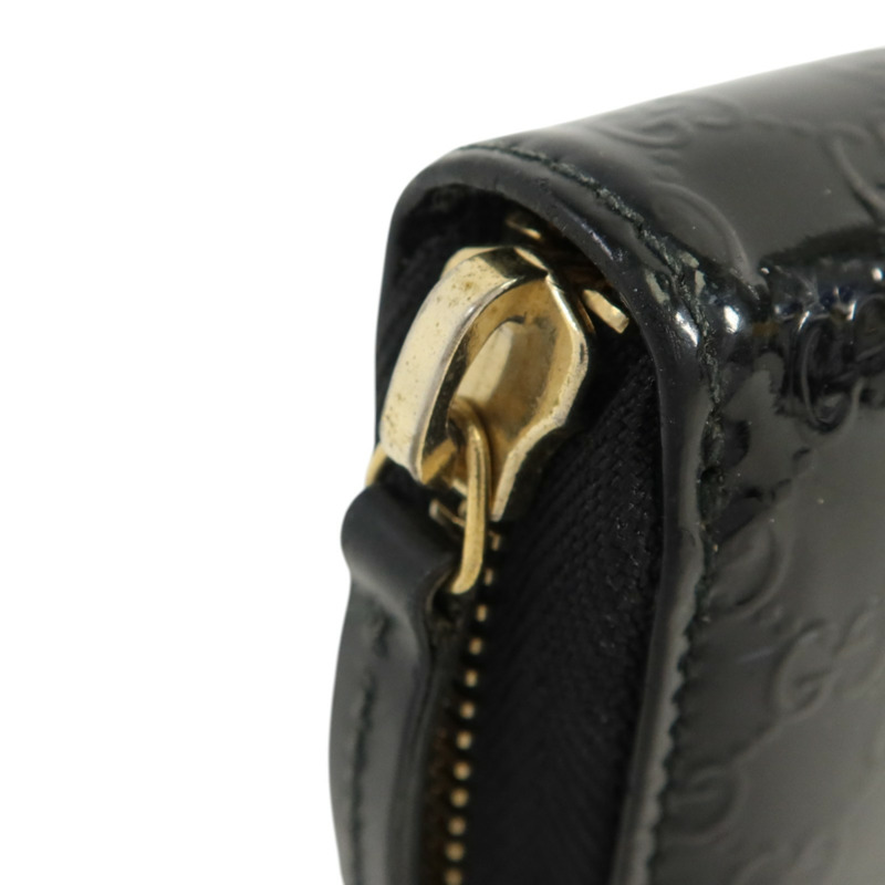 GUCCI 漆皮皮革Zipper Long Wallet金扣長錢包-9