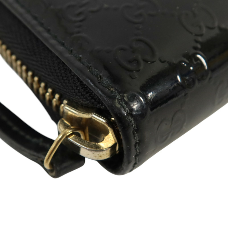 GUCCI 漆皮皮革Zipper Long Wallet金扣長錢包-10