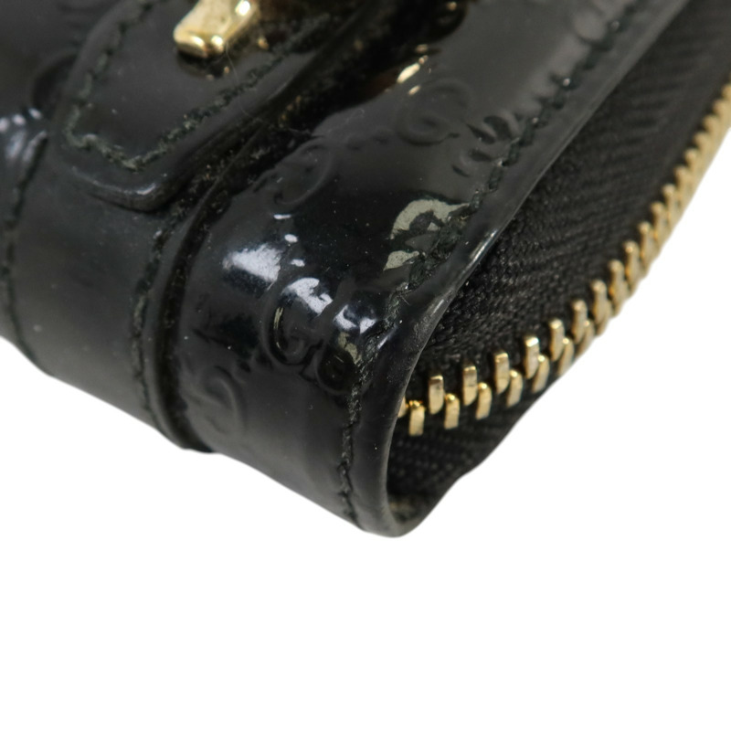 GUCCI 漆皮皮革Zipper Long Wallet金扣長錢包-11
