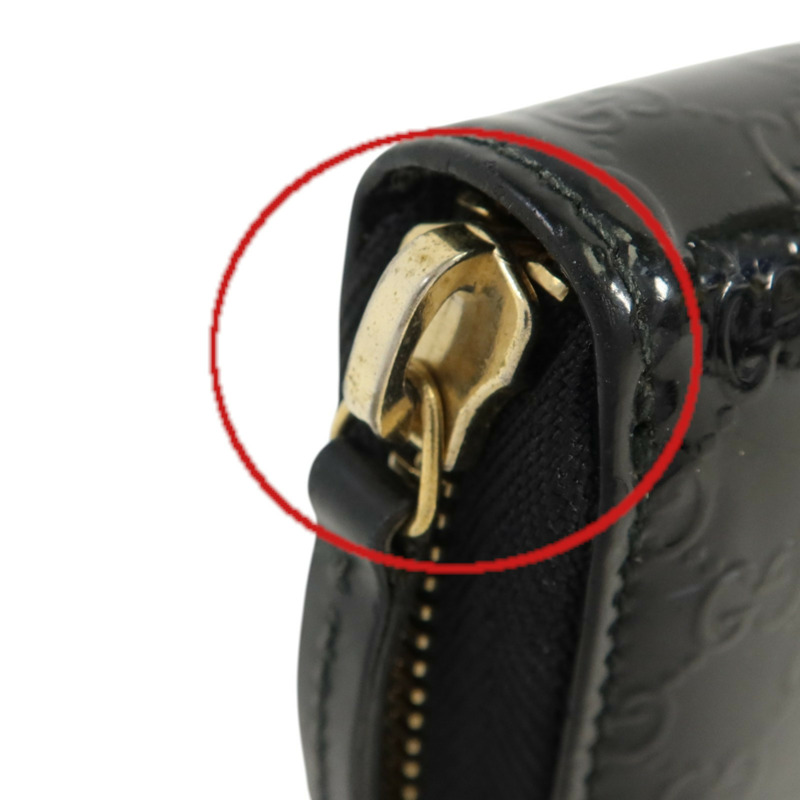 GUCCI 漆皮皮革Zipper Long Wallet金扣長錢包-14