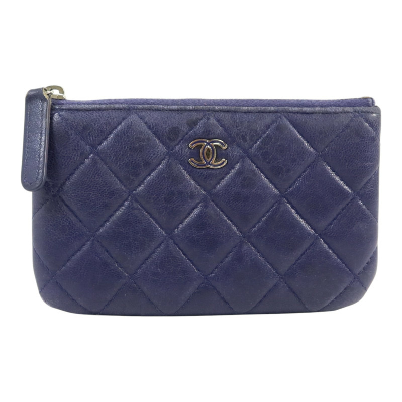 CHANEL 羊皮皮革Mini Zipped Pouch銀扣手拿包-0