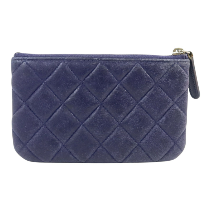 CHANEL 羊皮皮革Mini Zipped Pouch銀扣手拿包-1