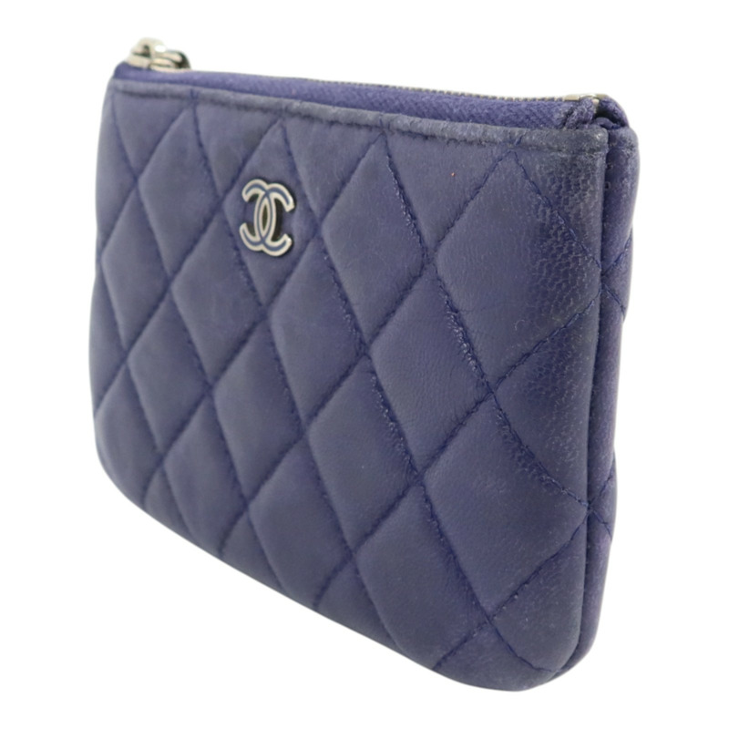 CHANEL 羊皮皮革Mini Zipped Pouch銀扣手拿包-2