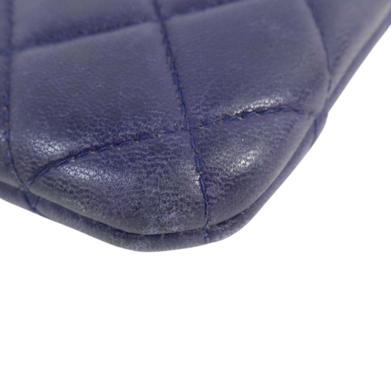 CHANEL 羊皮皮革Mini Zipped Pouch銀扣手拿包-9