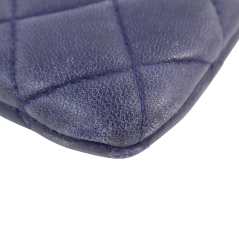 CHANEL 羊皮皮革Mini Zipped Pouch銀扣手拿包-11