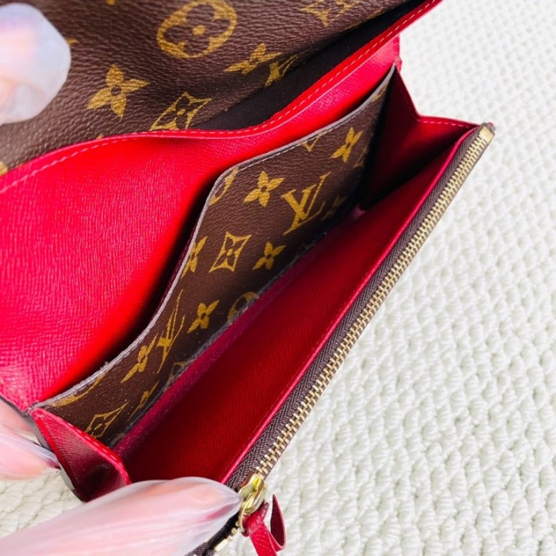 LV 路易威登 經典老花長款翻蓋紅豆豆錢包 內裡豐富 實用性強-13
