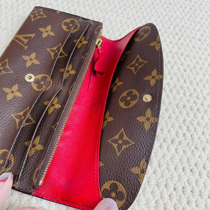 LV 路易威登 經典老花長款翻蓋紅豆豆錢包 內裡豐富 實用性強-15
