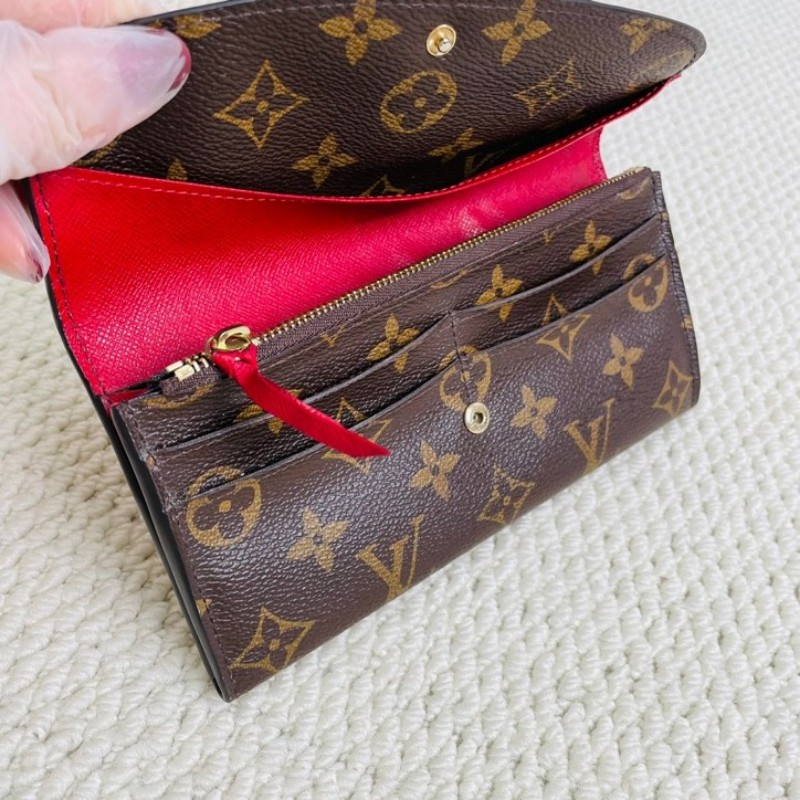 LV 路易威登 經典老花長款翻蓋紅豆豆錢包 內裡豐富 實用性強-16