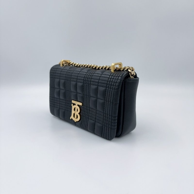 BURBERRY黑金羊皮絎縫Lola鏈條肩側背包8023117-5