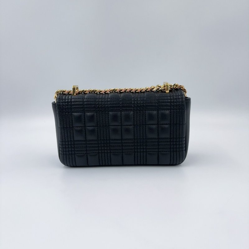 BURBERRY黑金羊皮絎縫Lola鏈條肩側背包8023117-6