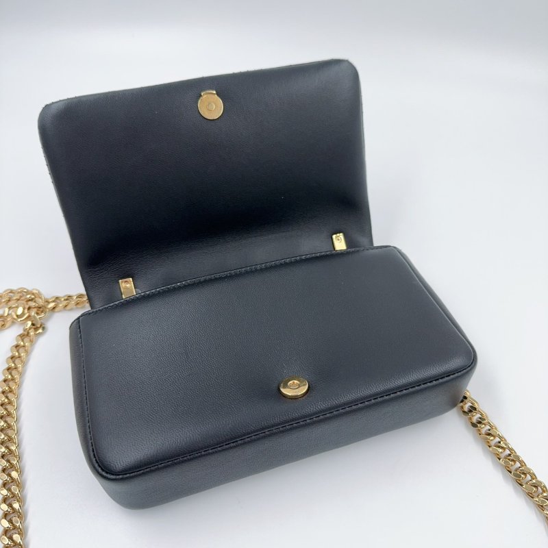 BURBERRY黑金羊皮絎縫Lola鏈條肩側背包8023117-8