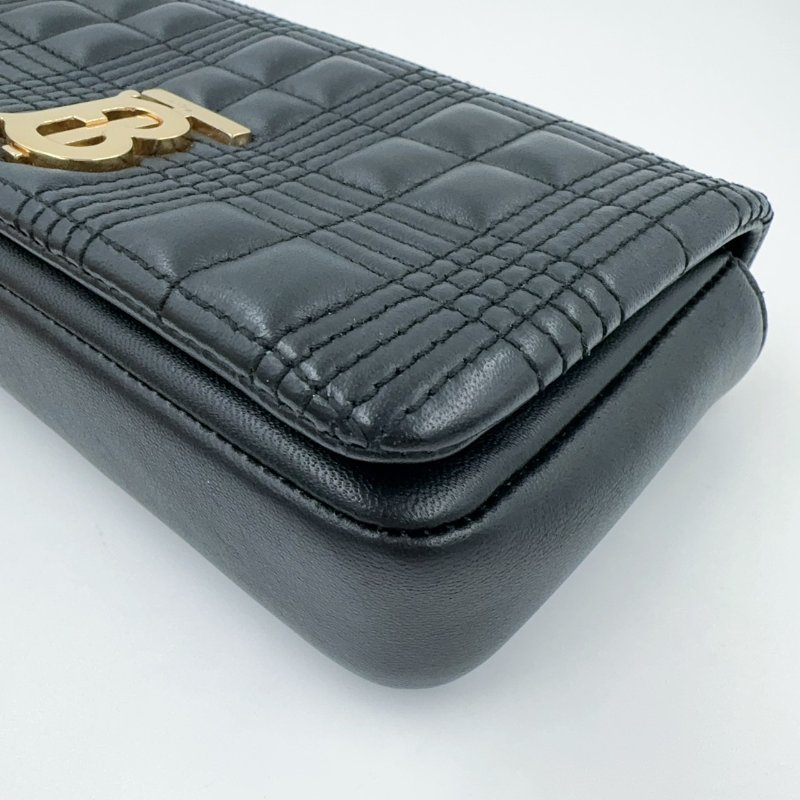 BURBERRY黑金羊皮絎縫Lola鏈條肩側背包8023117-10