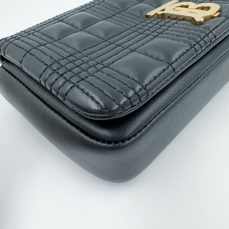 BURBERRY黑金羊皮絎縫Lola鏈條肩側背包8023117-11