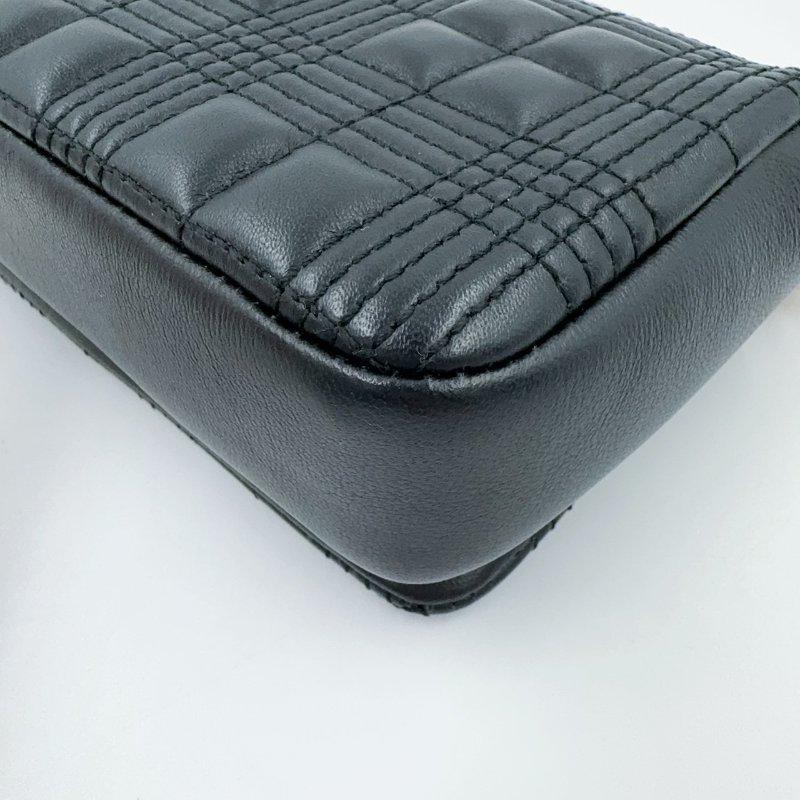 BURBERRY黑金羊皮絎縫Lola鏈條肩側背包8023117-12