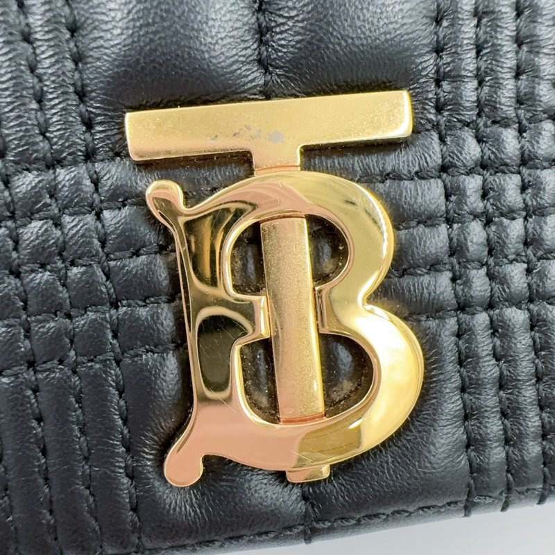 BURBERRY黑金羊皮絎縫Lola鏈條肩側背包8023117-18