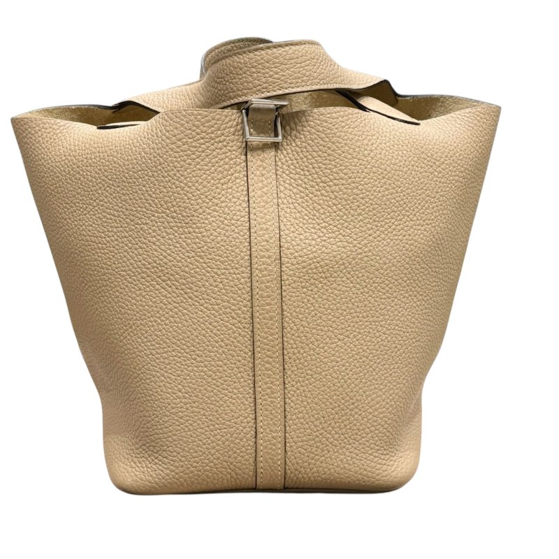 HERMES 愛馬仕 PICOTIN LOCK MM TC皮革 風衣灰 銀扣-1