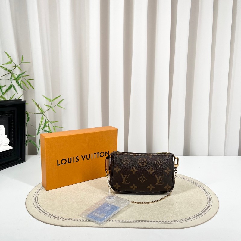 LV路易威登 mini小麻將 經典老花鏈條肩帶 可diy斜挎 氣質百搭 可愛乖巧 容量足夠-6