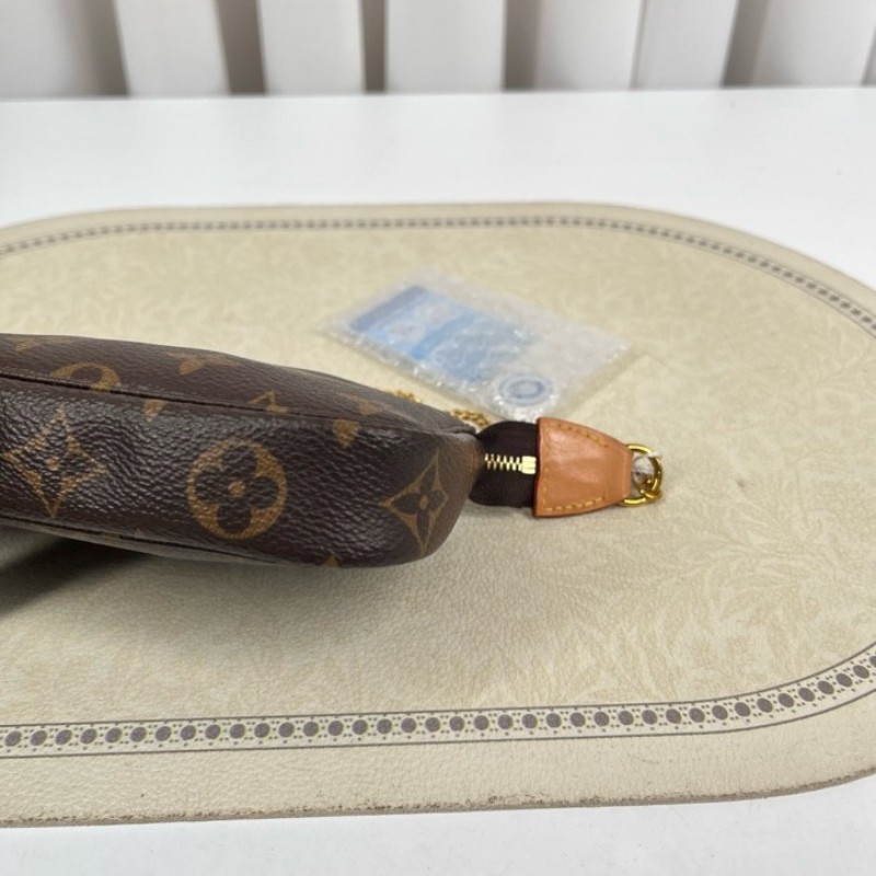 LV路易威登 mini小麻將 經典老花鏈條肩帶 可diy斜挎 氣質百搭 可愛乖巧 容量足夠-9